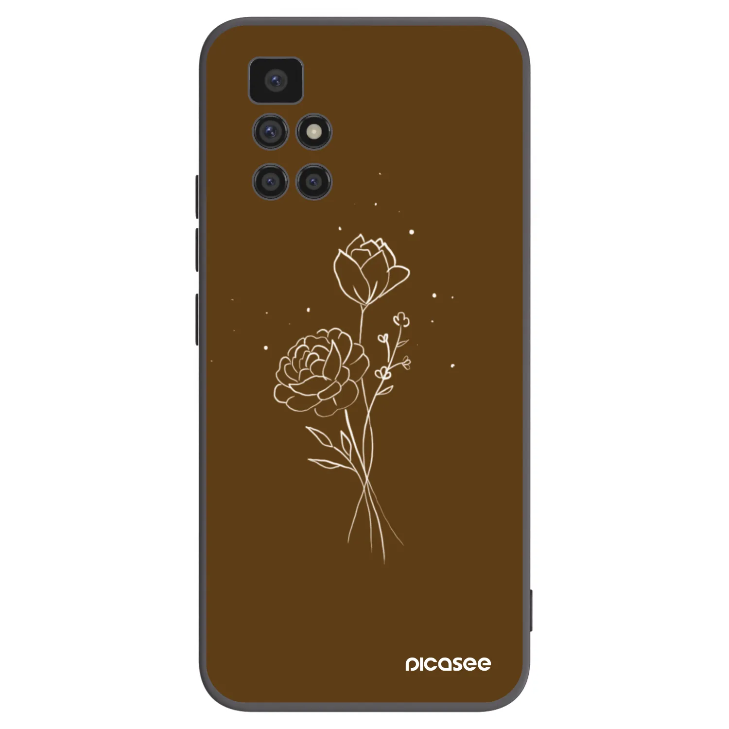Picasee husă neagră din silicon pentru Xiaomi Redmi 10 (2022) - Brown flowers