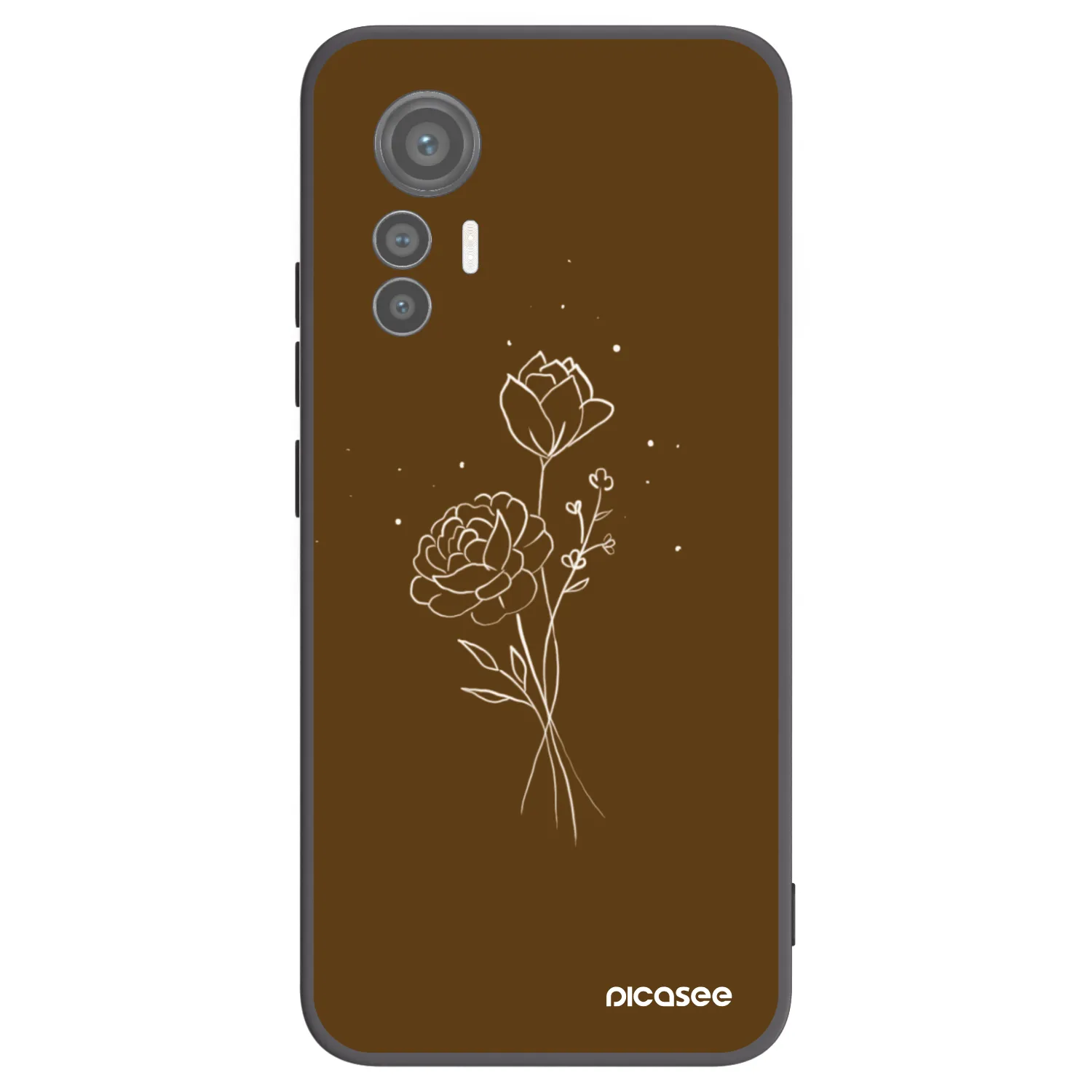 Picasee husă neagră din silicon pentru Xiaomi 12 Lite - Brown flowers
