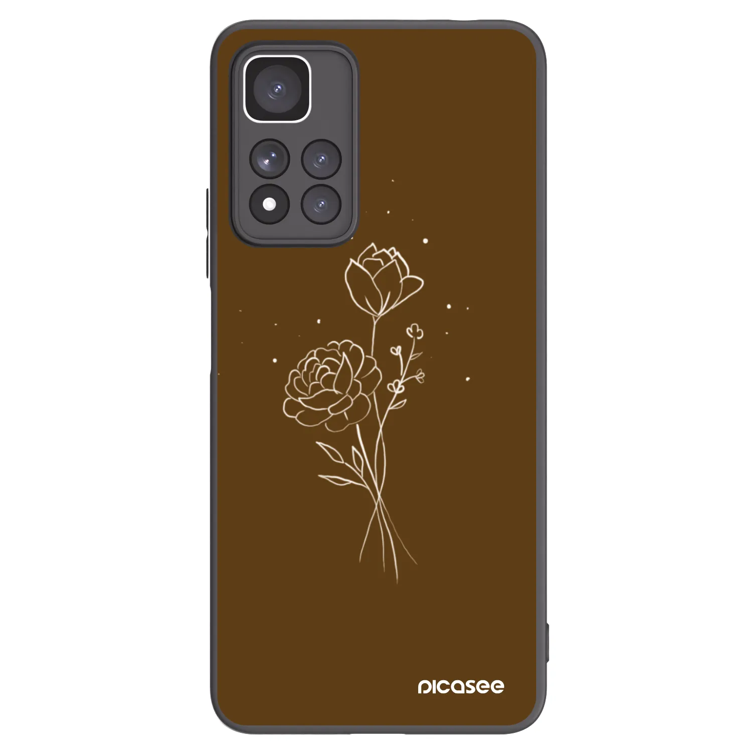 Picasee husă neagră din silicon pentru Xiaomi Redmi Note 11 Pro+ 5G - Brown flowers