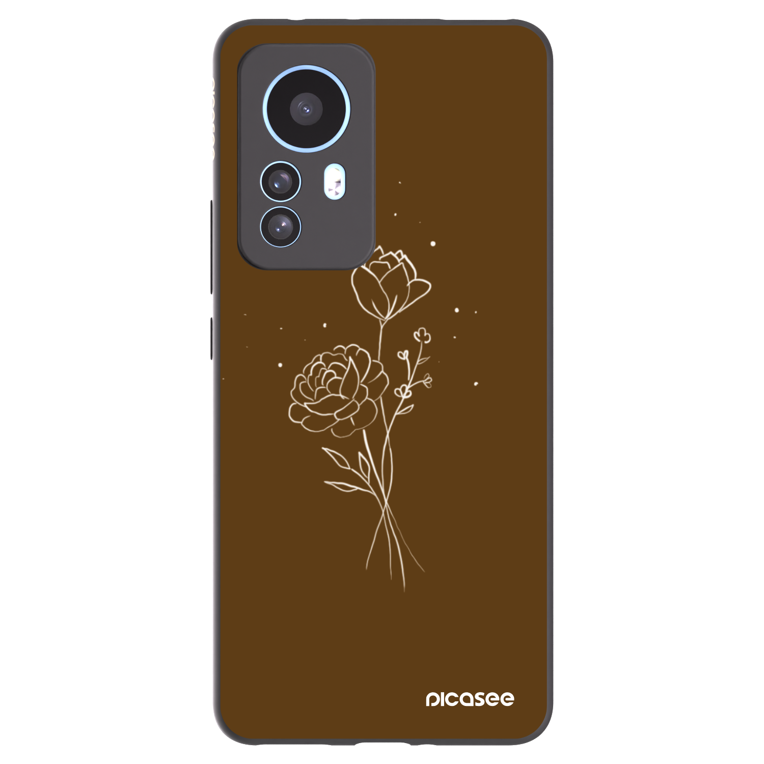 Picasee husă neagră din silicon pentru Xiaomi 12T Pro - Brown flowers