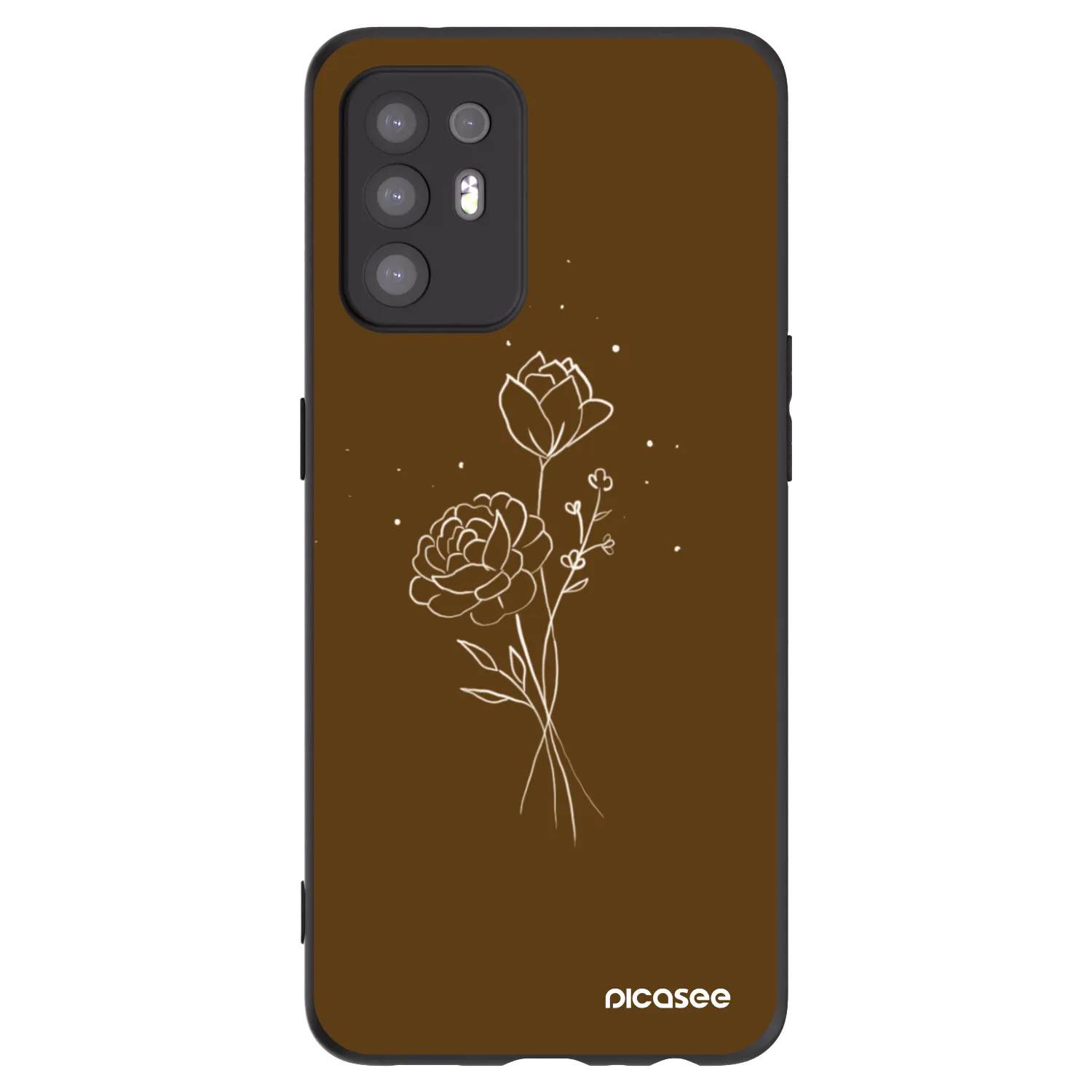 Picasee husă neagră din silicon pentru OPPO A94 5G - Brown flowers