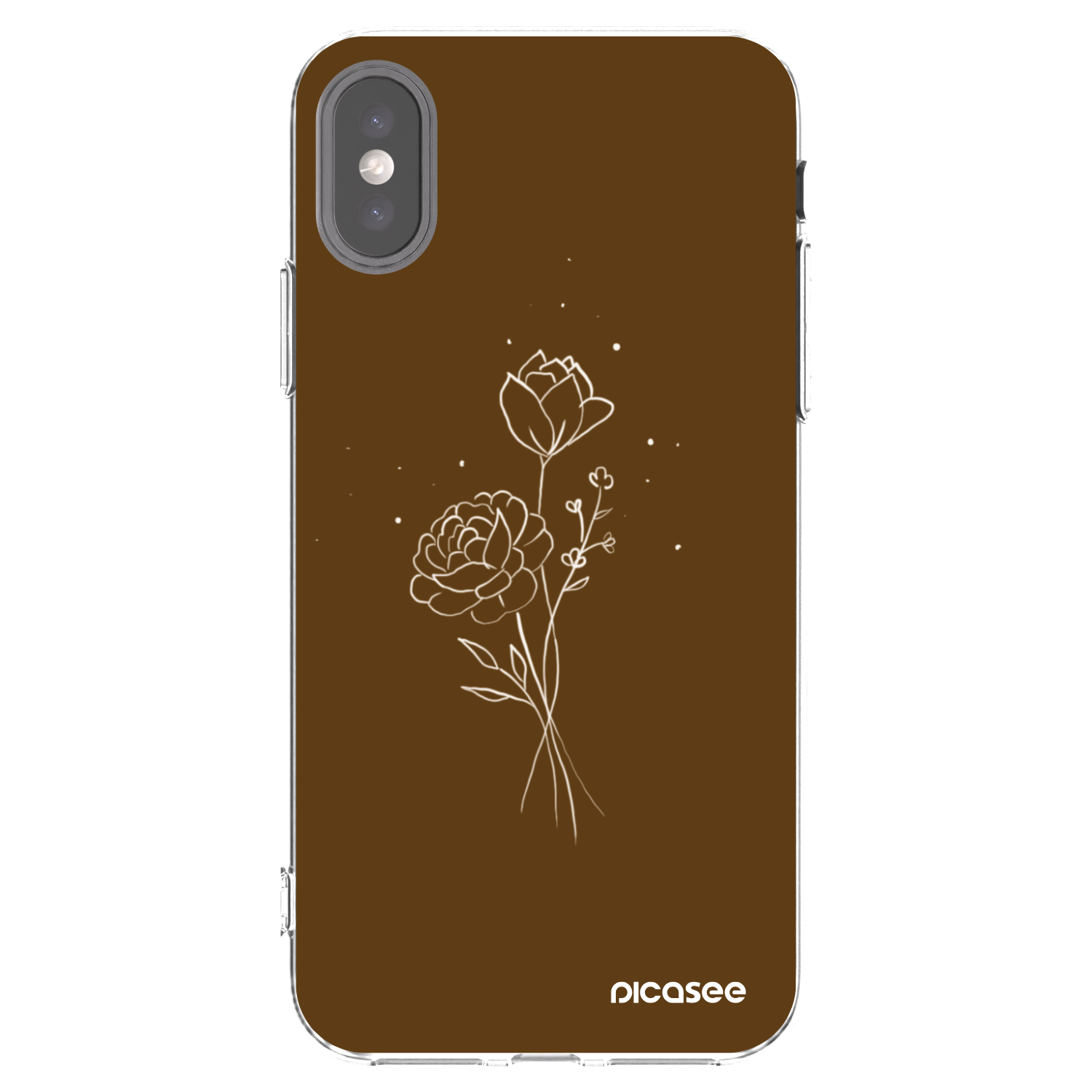Picasee husă transparentă din silicon pentru Apple iPhone X/XS - Brown flowers