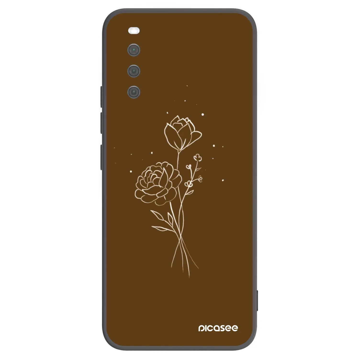 Picasee husă neagră din silicon pentru Sony Xperia 10 III - Brown flowers