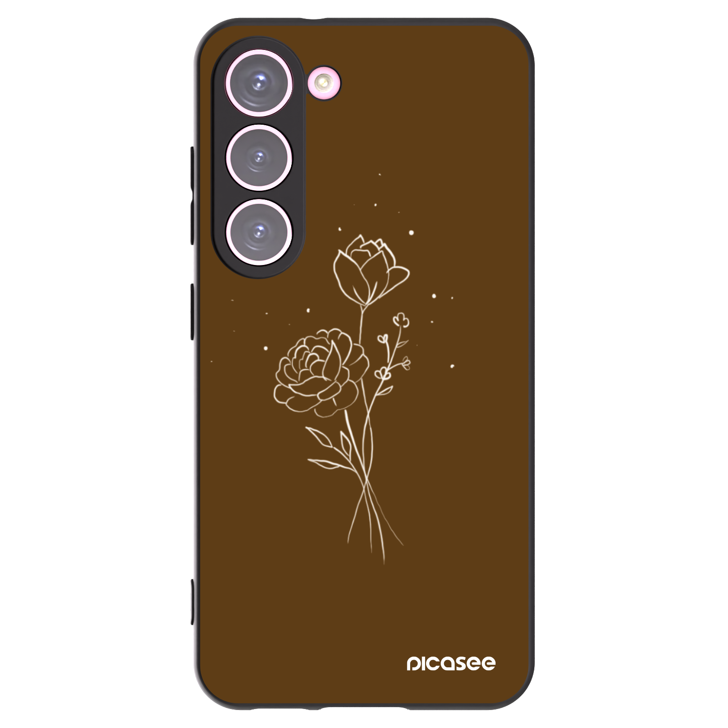 Picasee husă neagră din silicon pentru Samsung Galaxy S23 5G - Brown flowers