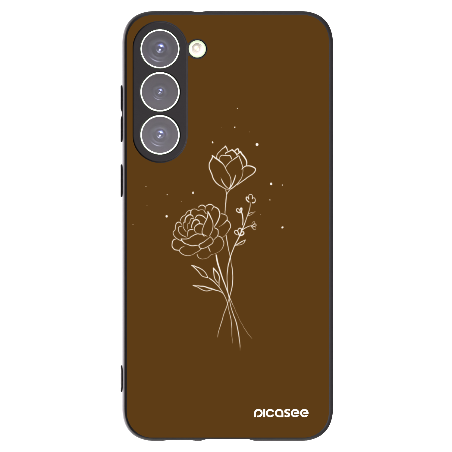 Picasee husă neagră din silicon pentru Samsung Galaxy S23+ 5G - Brown flowers