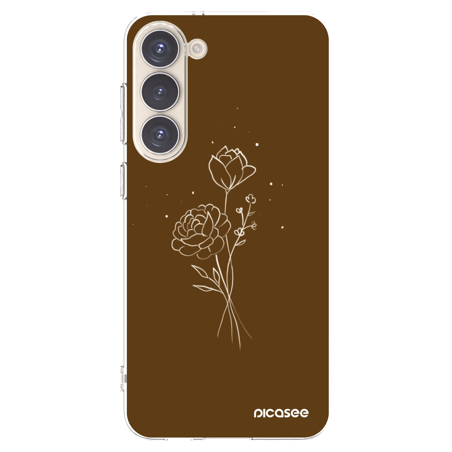 Picasee husă transparentă din silicon pentru Samsung Galaxy S23+ 5G - Brown flowers