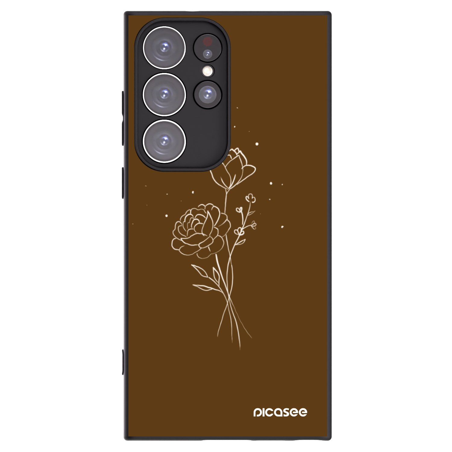 Picasee husă neagră din silicon pentru Samsung Galaxy S23 Ultra 5G - Brown flowers