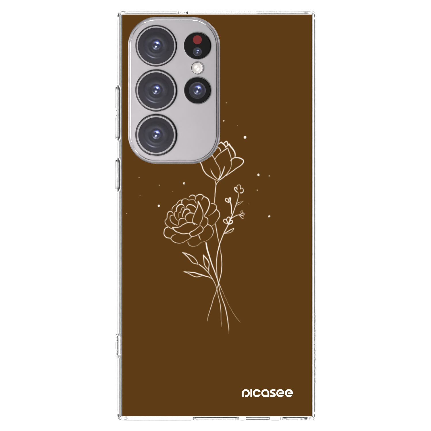 Picasee husă transparentă din silicon pentru Samsung Galaxy S23 Ultra 5G - Brown flowers