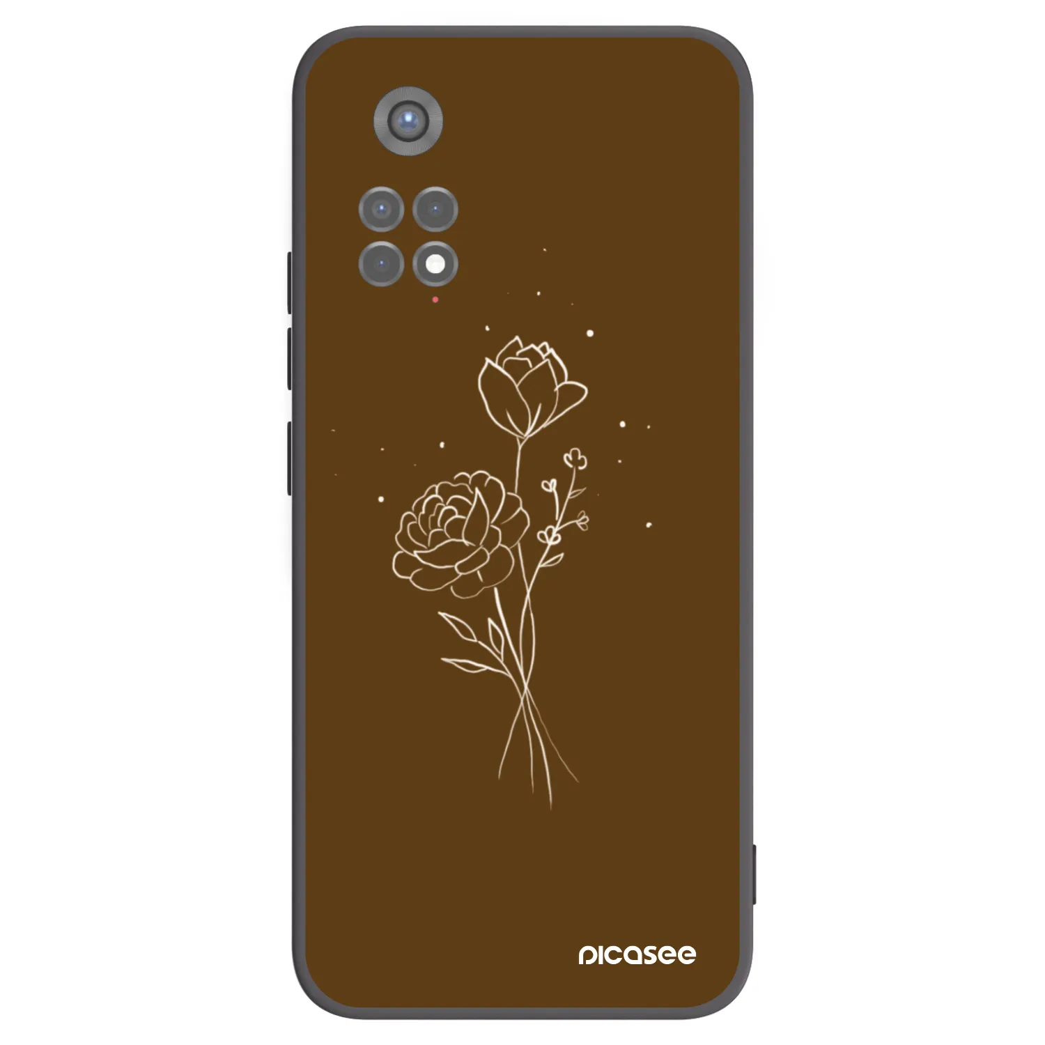 Picasee husă neagră din silicon pentru Xiaomi Redmi Note 11S 5G - Brown flowers