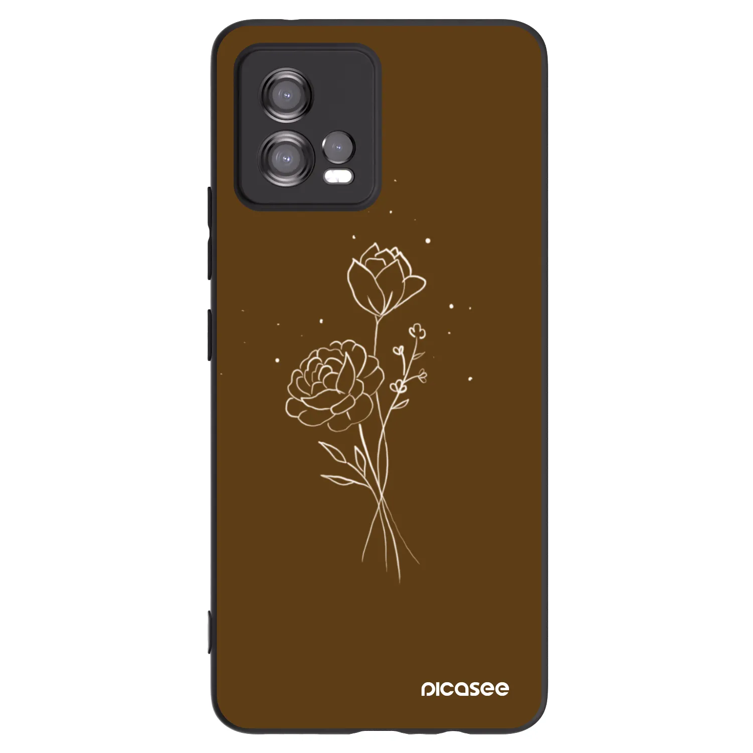 Picasee husă neagră din silicon pentru Motorola Moto G72 - Brown flowers