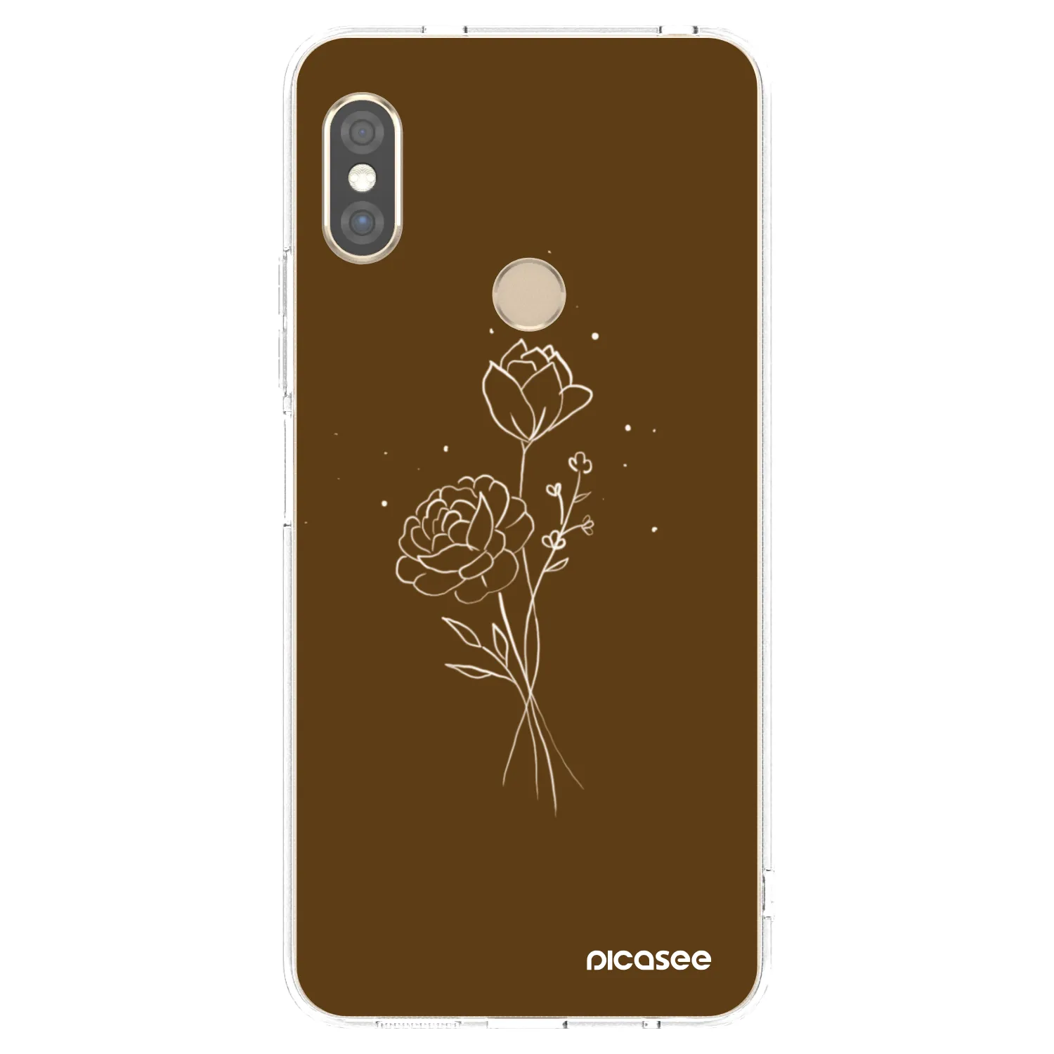 Picasee husă transparentă din silicon pentru Xiaomi Redmi Note 5 Global - Brown flowers