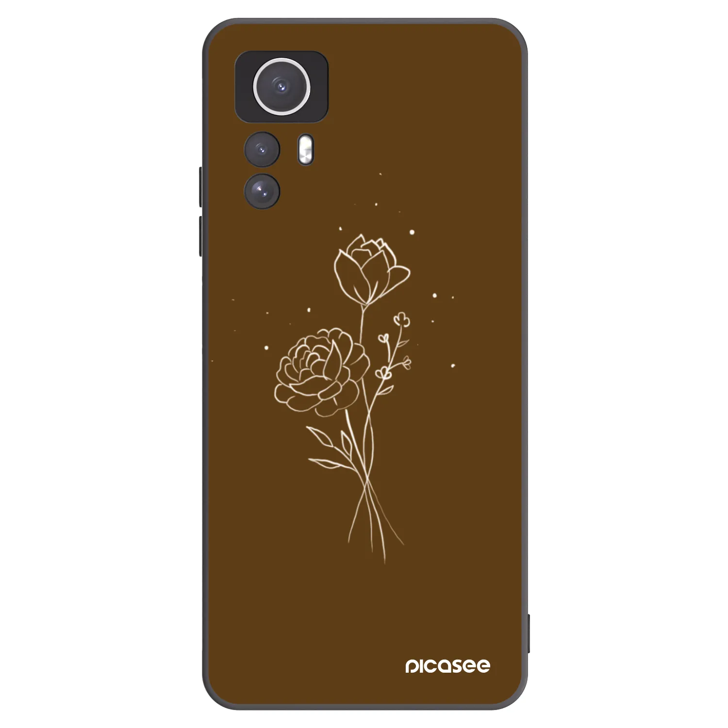 Picasee husă neagră din silicon pentru Xiaomi Redmi Note 12S - Brown flowers