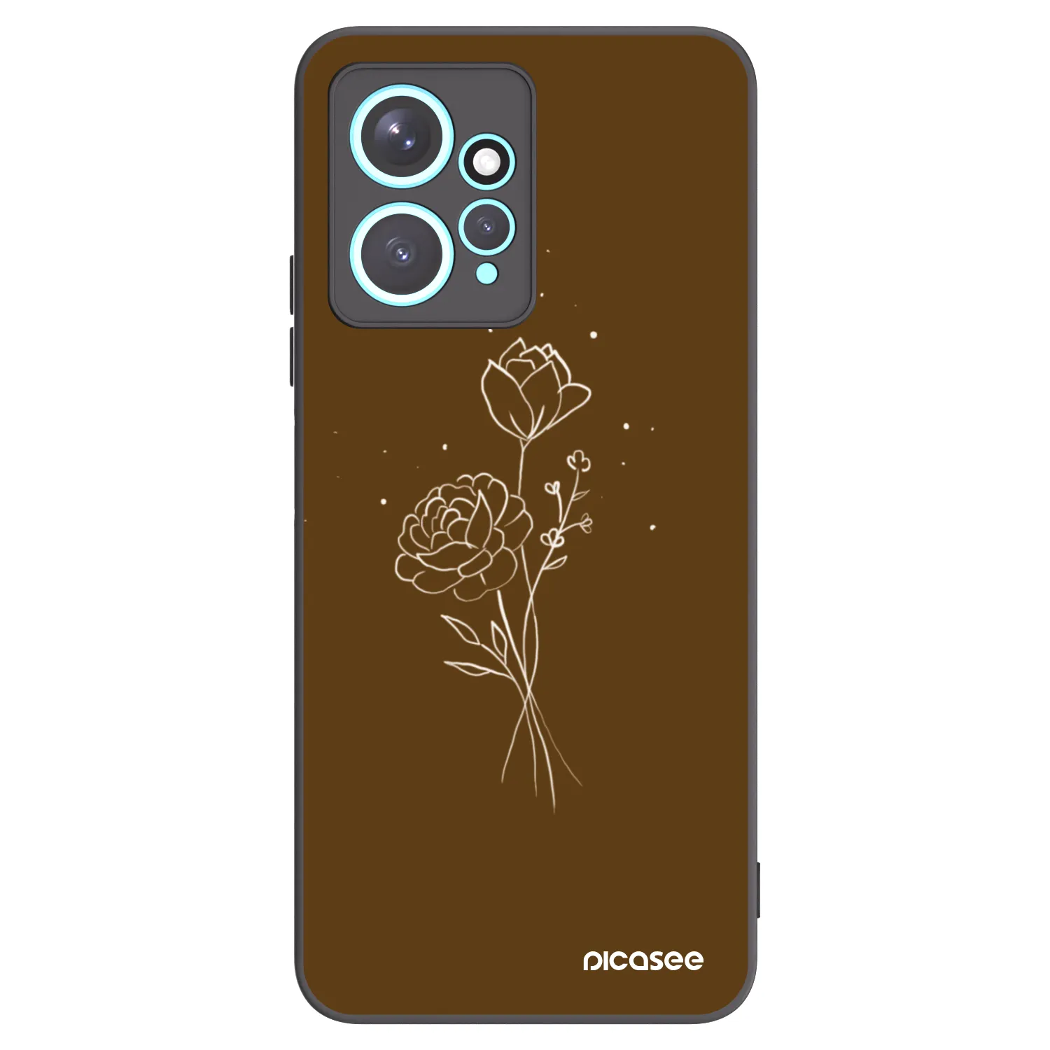 Picasee husă neagră din silicon pentru Xiaomi Redmi Note 12 4G - Brown flowers