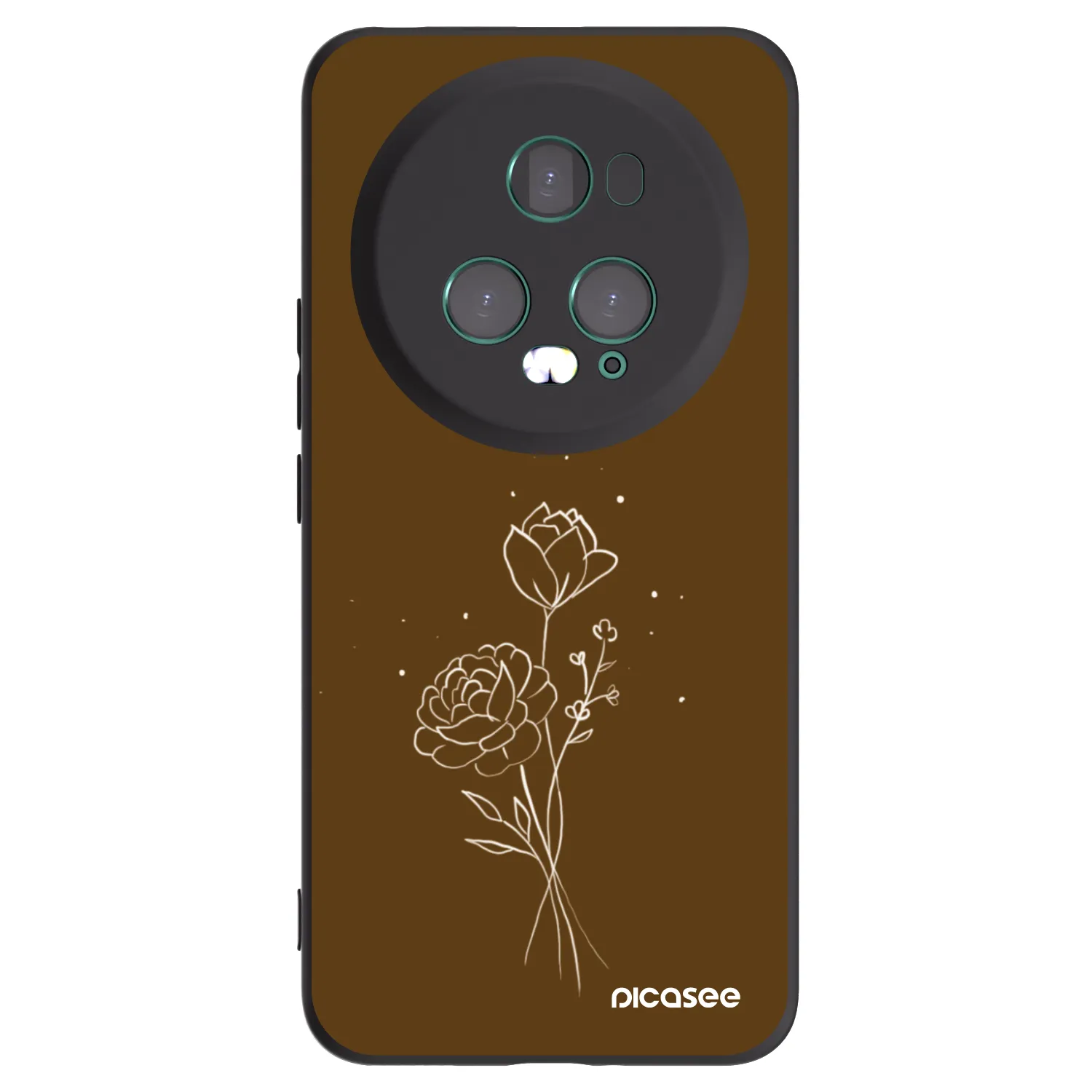 Picasee husă neagră din silicon pentru Honor Magic5 Pro - Brown flowers