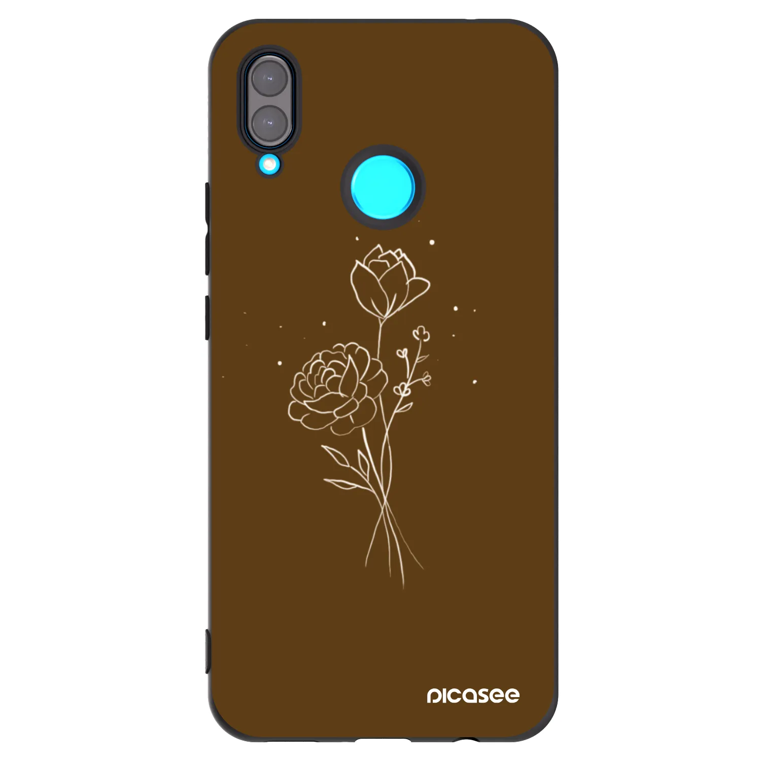 Picasee husă neagră din silicon pentru Huawei Nova 3i - Brown flowers