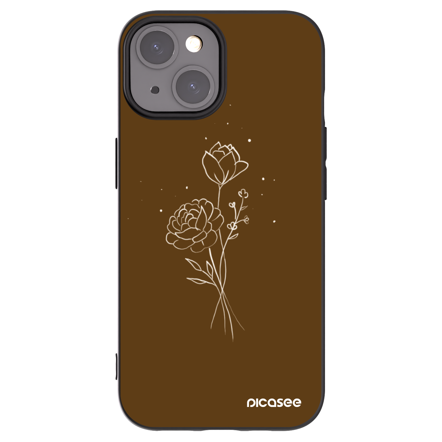 Picasee husă neagră din silicon pentru Apple iPhone 15 - Brown flowers