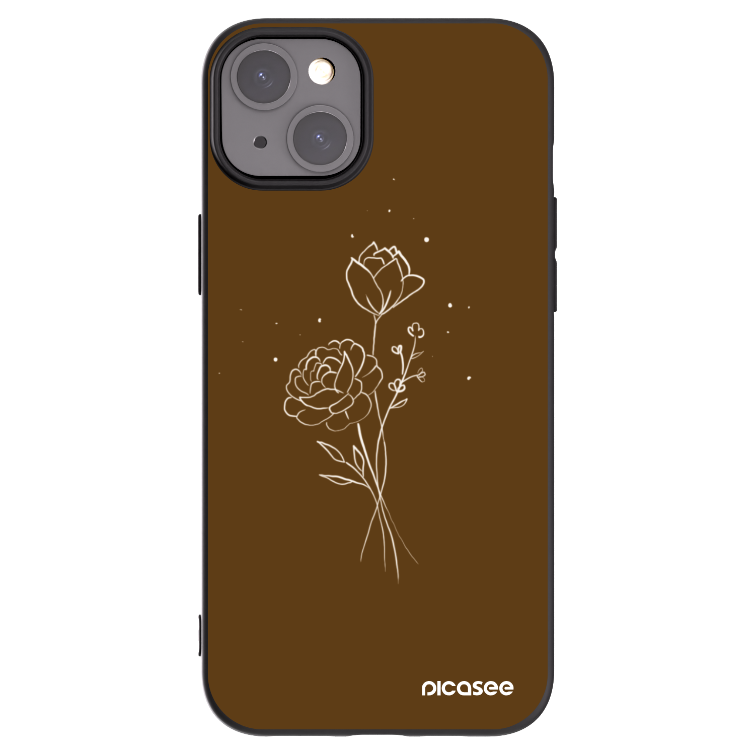 Picasee husă neagră din silicon pentru Apple iPhone 15 Plus - Brown flowers