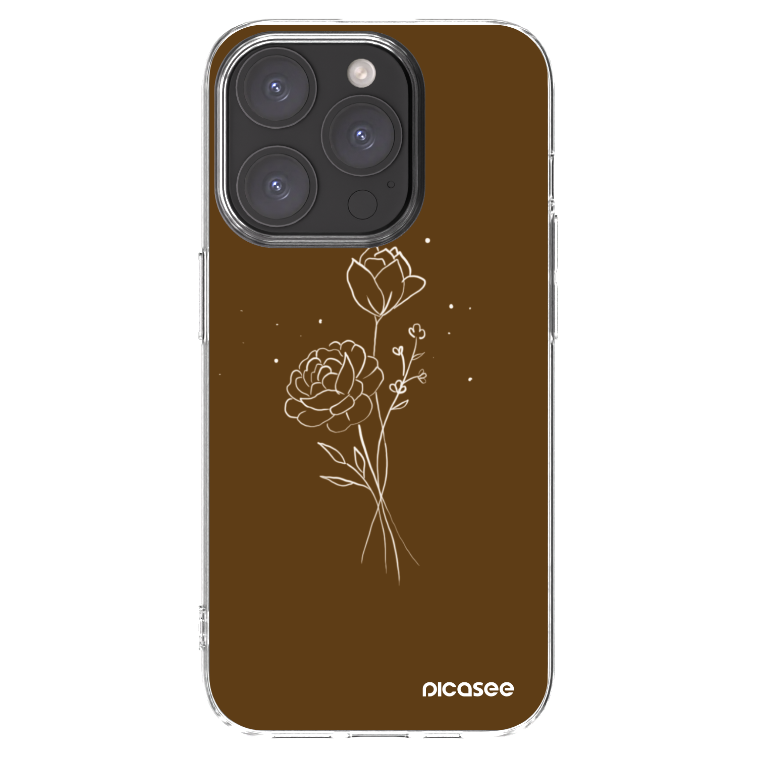 Picasee husă transparentă din silicon pentru Apple iPhone 15 Pro - Brown flowers