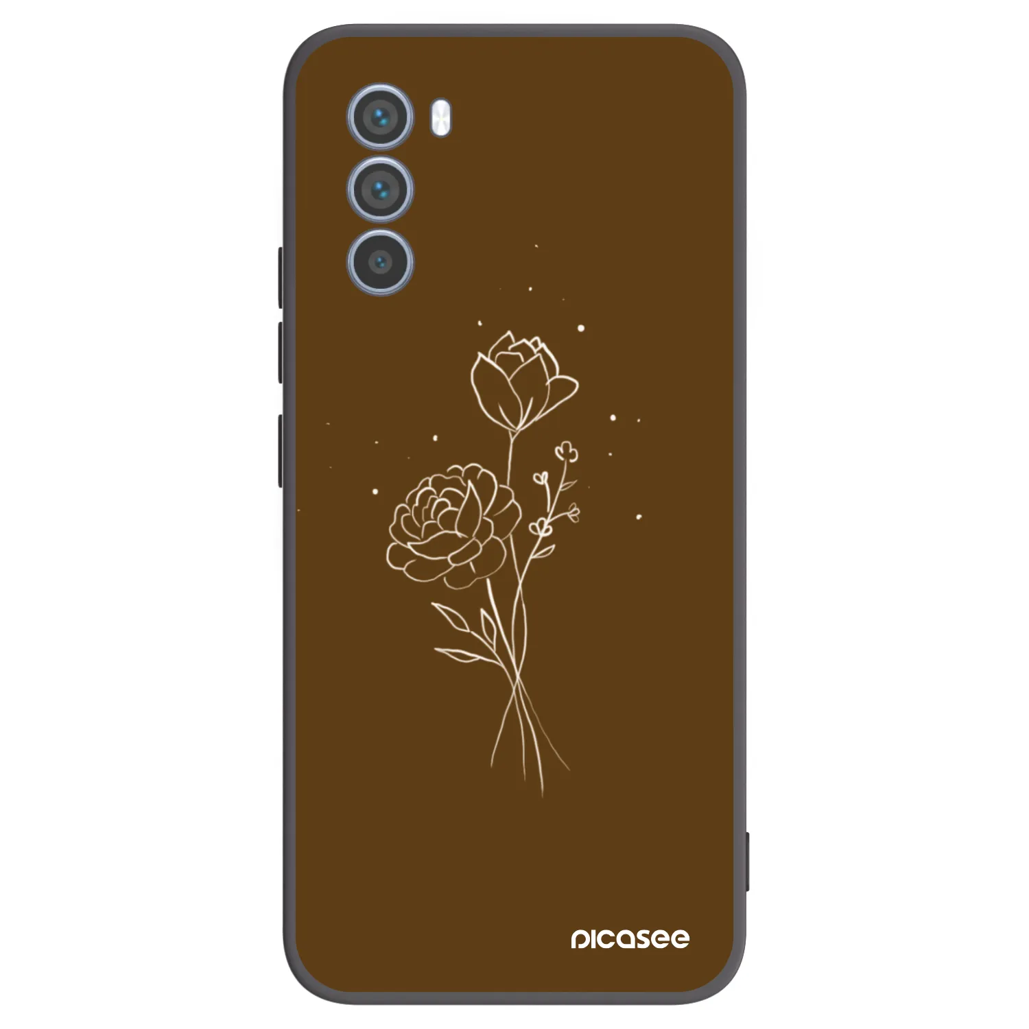 Picasee husă neagră din silicon pentru Motorola Moto G62 - Brown flowers