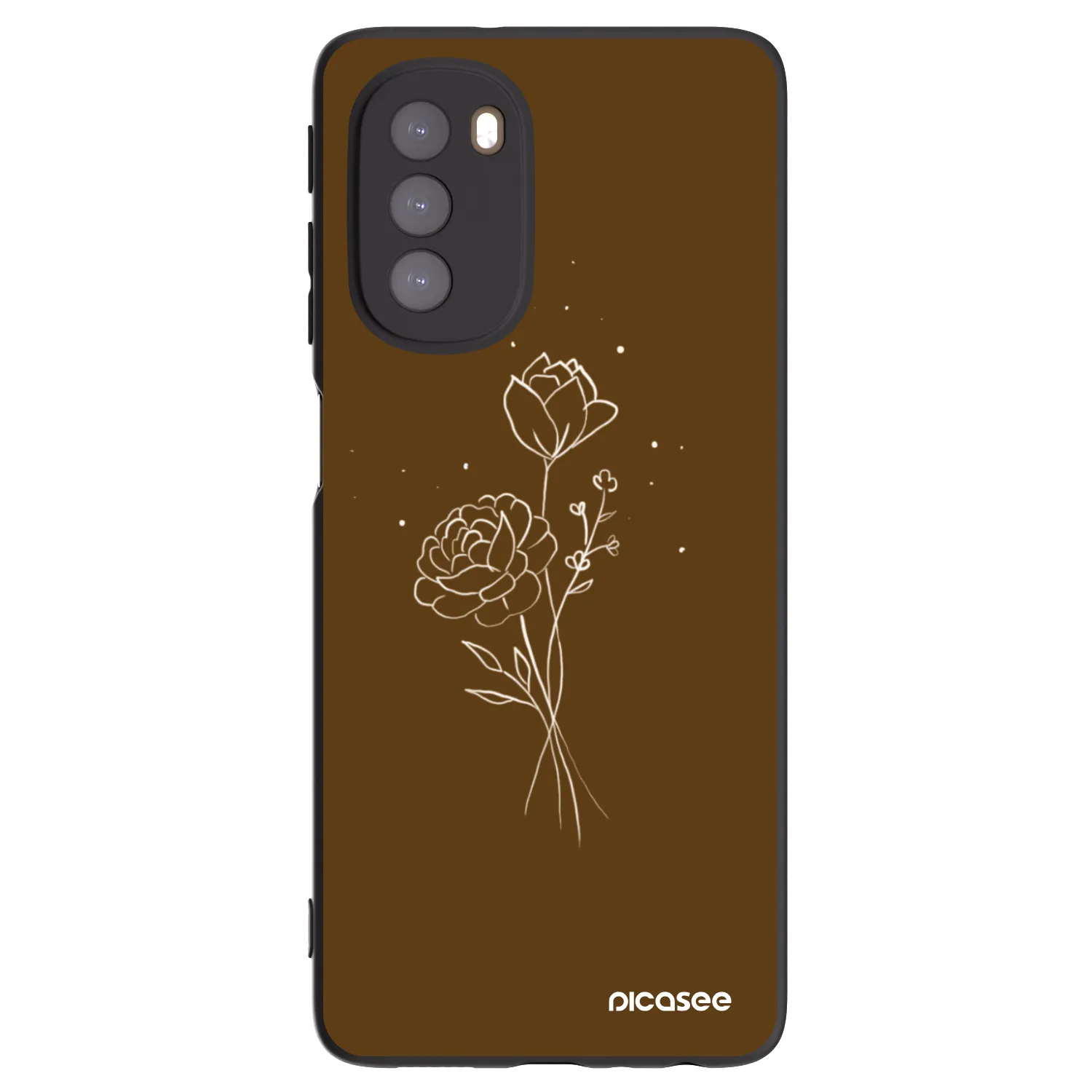 Picasee husă neagră din silicon pentru Motorola Moto G51 - Brown flowers