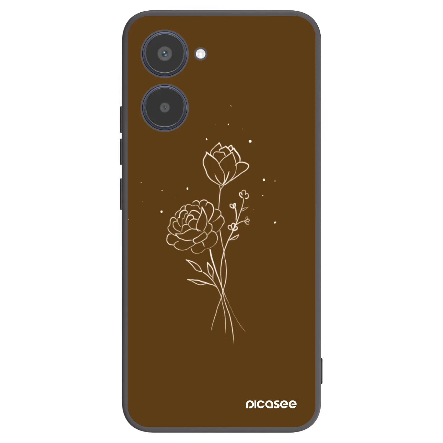 Picasee husă neagră din silicon pentru Realme 10 4G - Brown flowers