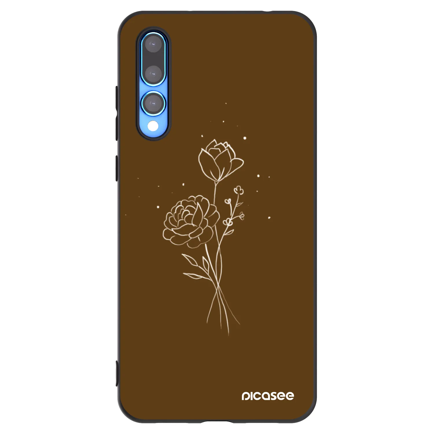 Picasee husă neagră din silicon pentru Huawei P20 Pro - Brown flowers