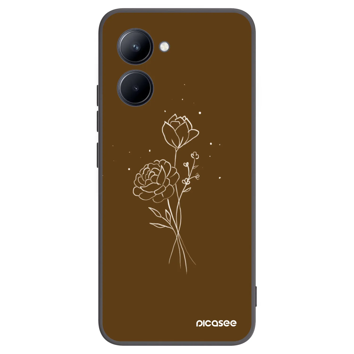 Picasee husă neagră din silicon pentru Realme C33 (2023) - Brown flowers