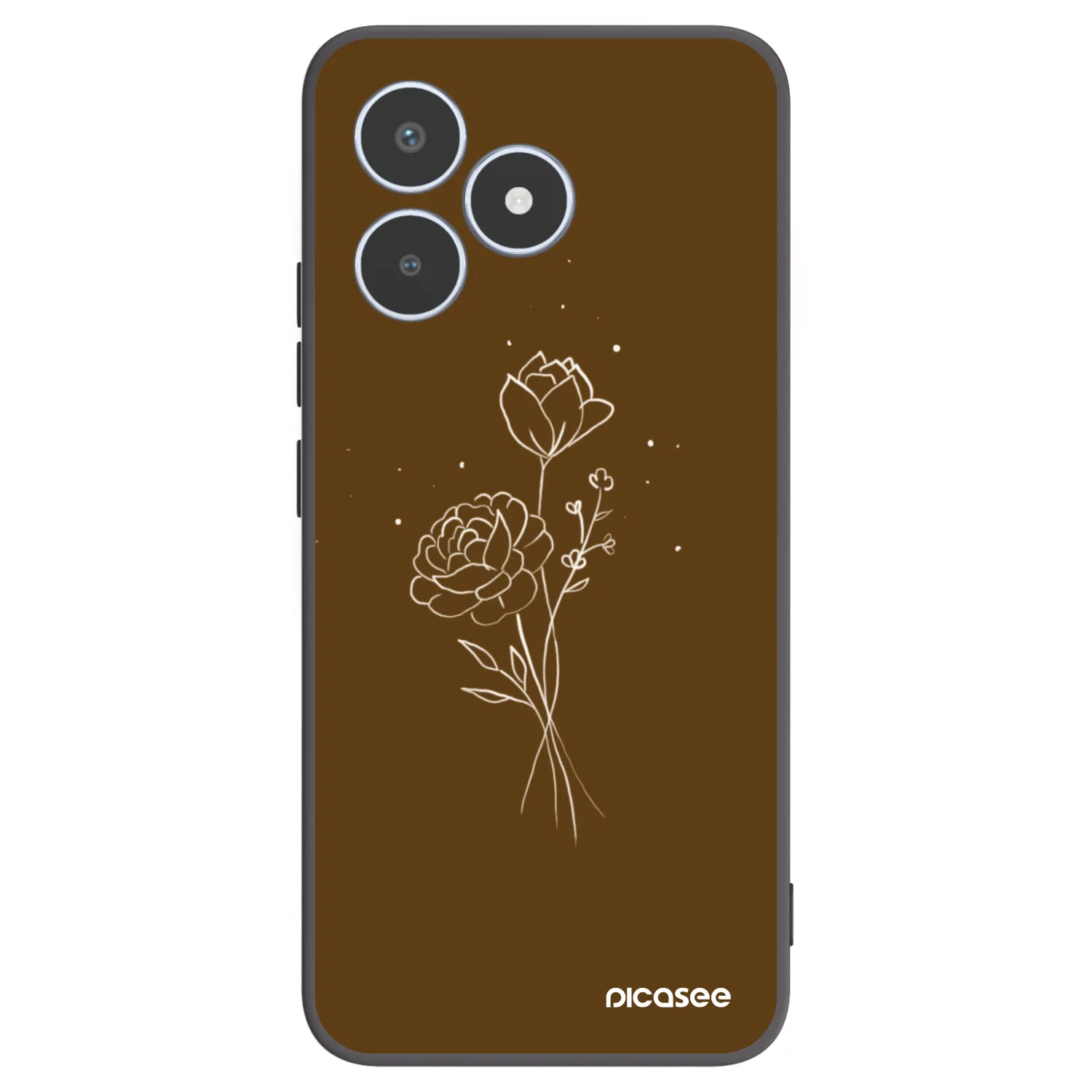 Picasee husă neagră din silicon pentru Realme C53 - Brown flowers