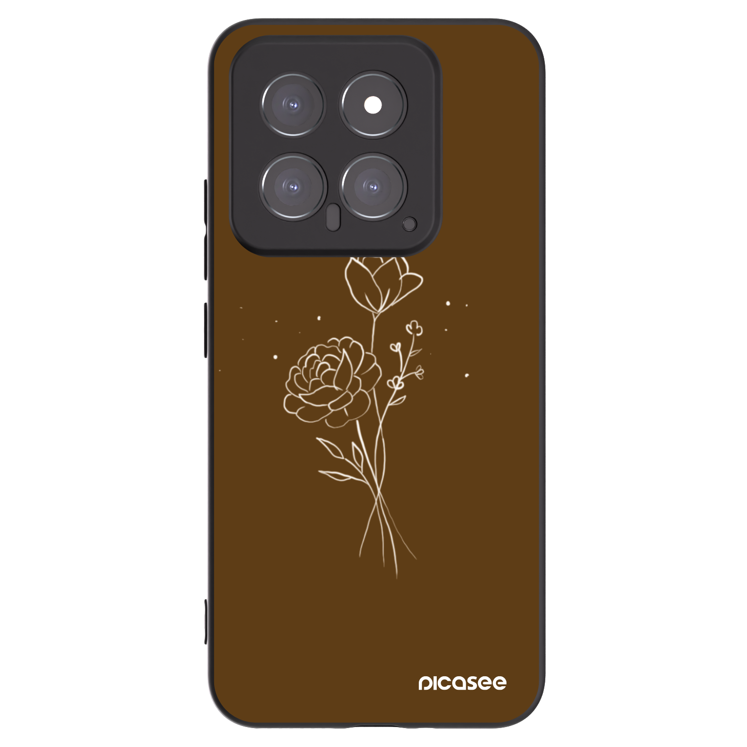 Picasee husă neagră din silicon pentru Xiaomi 14 - Brown flowers