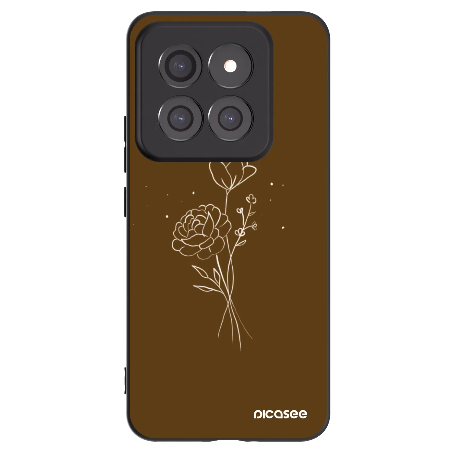 Picasee husă neagră din silicon pentru Xiaomi 14 Pro - Brown flowers
