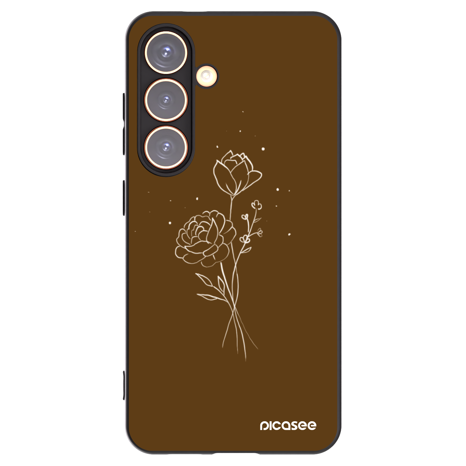 Picasee husă neagră din silicon pentru Samsung Galaxy S24 S921B 5G - Brown flowers