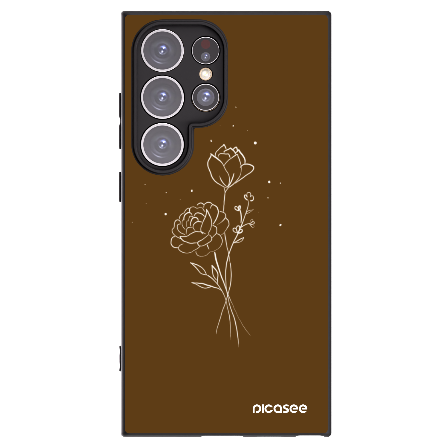 Picasee husă neagră din silicon pentru Samsung Galaxy S24 Ultra S928B 5G - Brown flowers