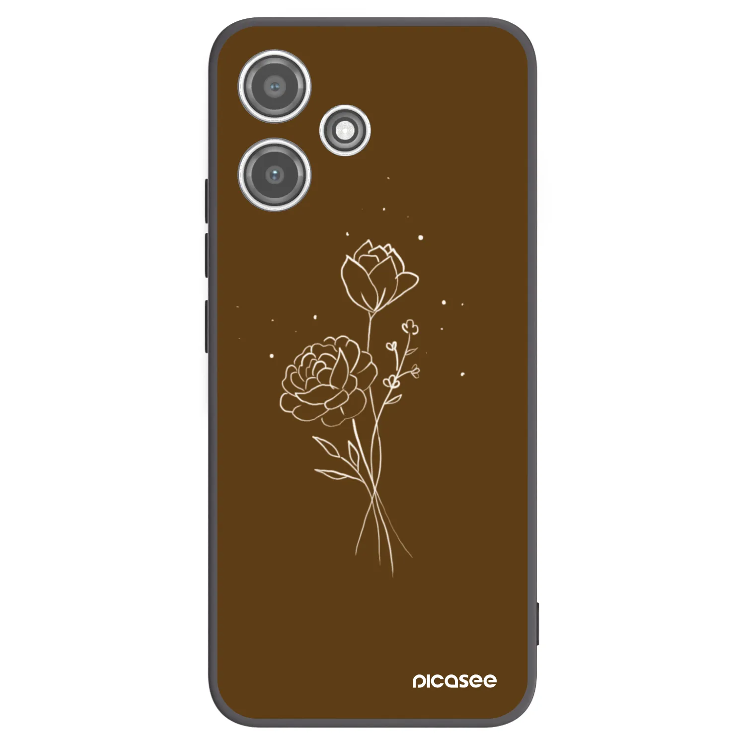 Picasee husă neagră din silicon pentru Xiaomi Redmi 12 5G - Brown flowers