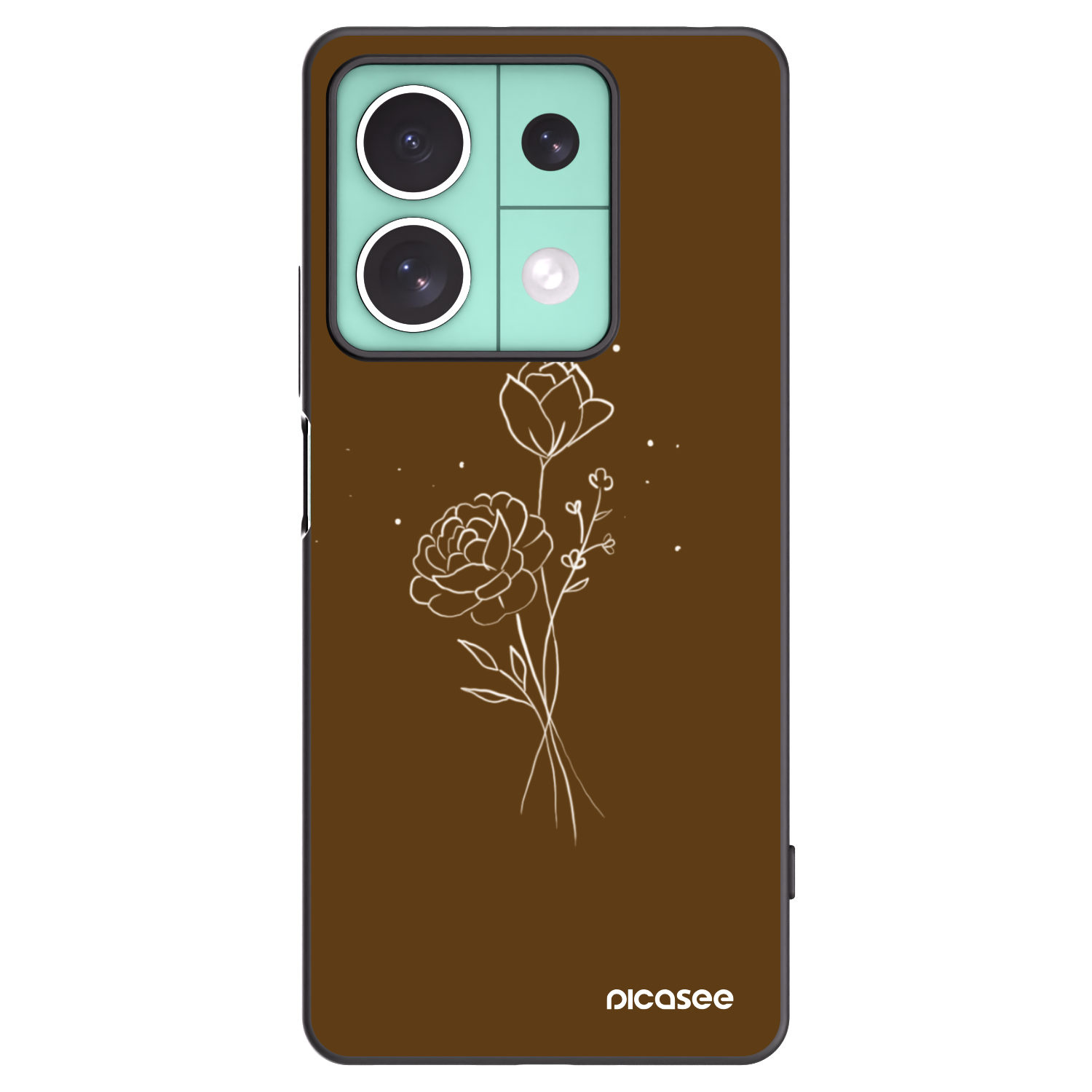 Picasee husă neagră din silicon pentru Xiaomi Redmi Note 13 5G - Brown flowers