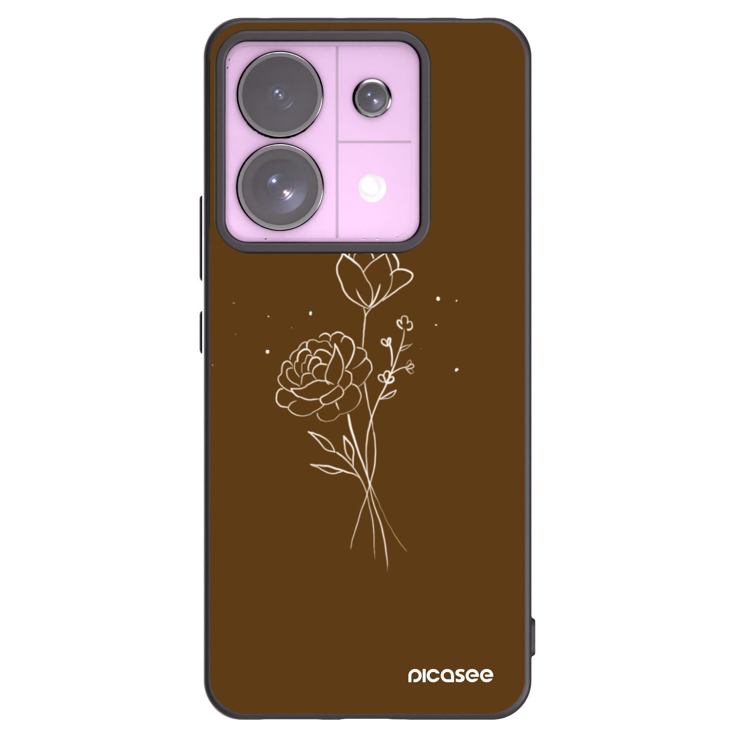 Picasee husă neagră din silicon pentru Xiaomi Redmi Note 13 Pro 5G - Brown flowers
