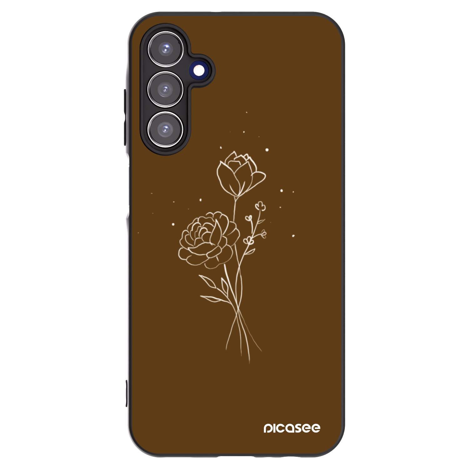 Picasee husă neagră din silicon pentru Samsung Galaxy A15 A156B 5G - Brown flowers