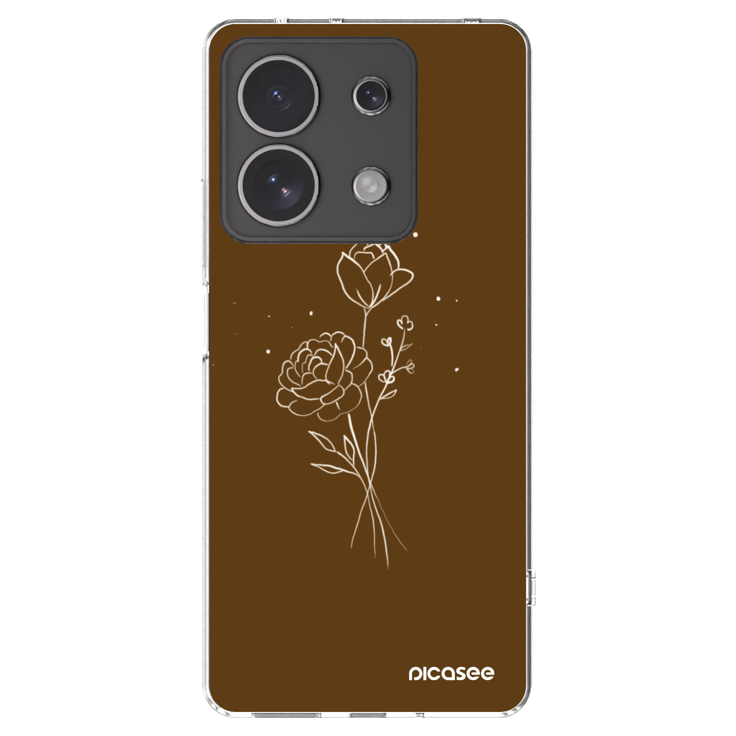 Picasee husă transparentă din silicon pentru Xiaomi Redmi Note 13 4G - Brown flowers