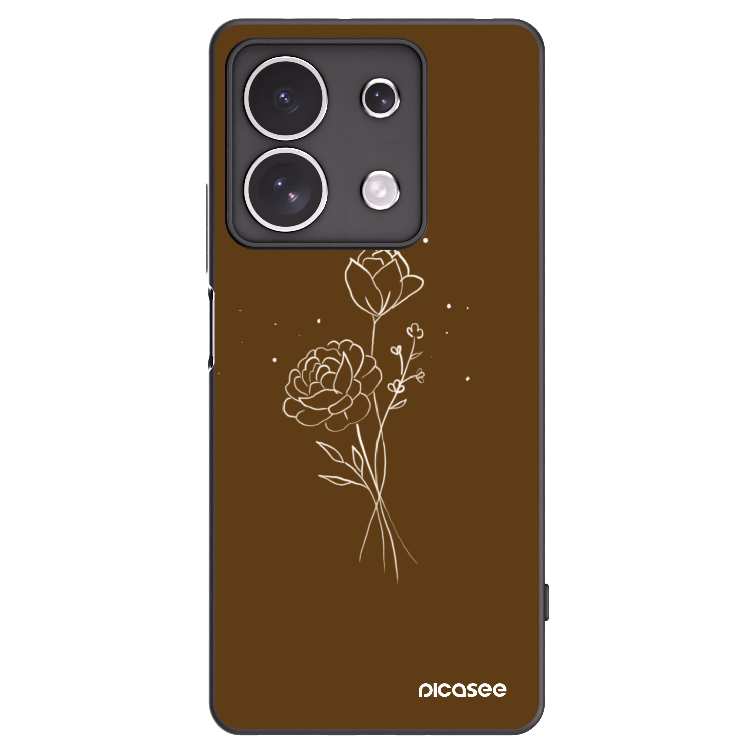 Picasee husă neagră din silicon pentru Xiaomi Redmi Note 13 4G - Brown flowers