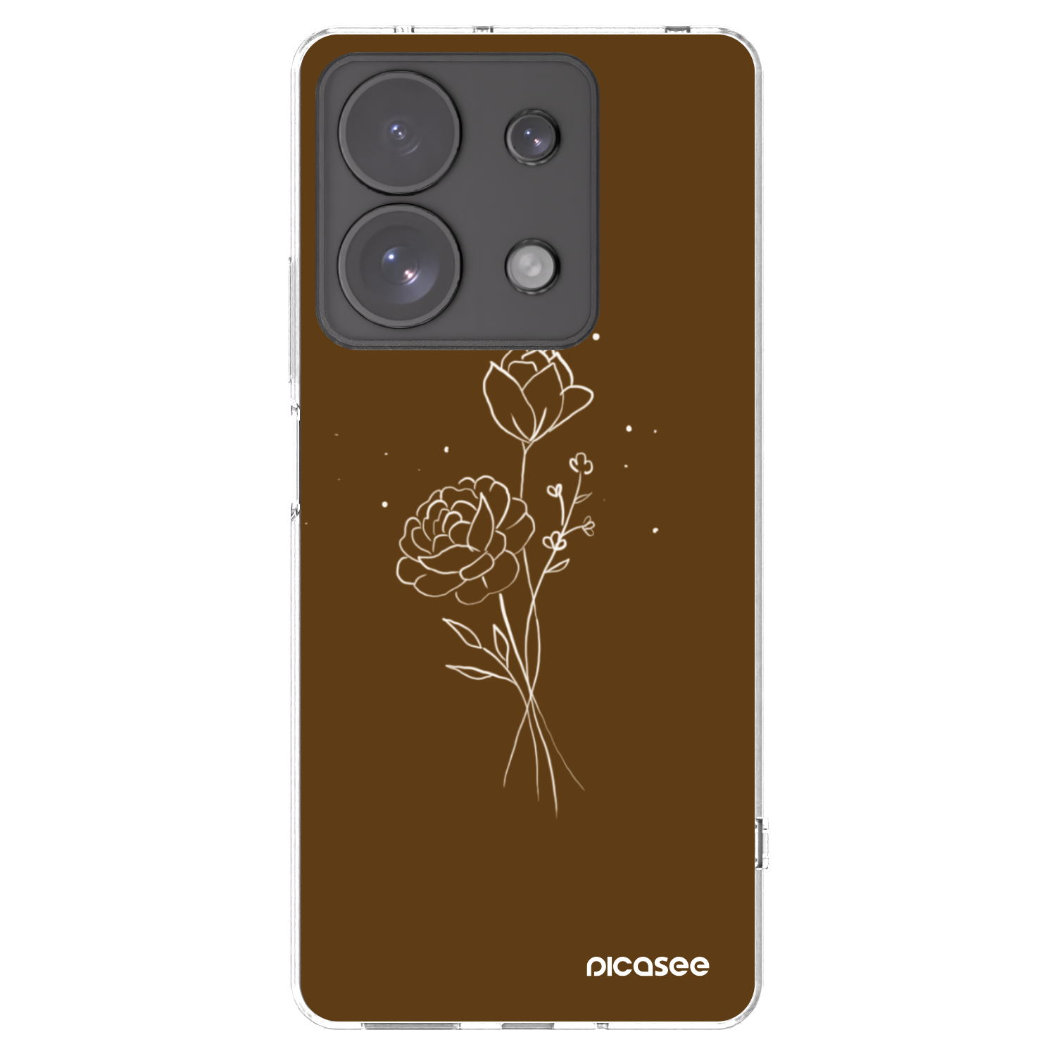 Picasee husă transparentă din silicon pentru Xiaomi Redmi Note 13 Pro 4G - Brown flowers