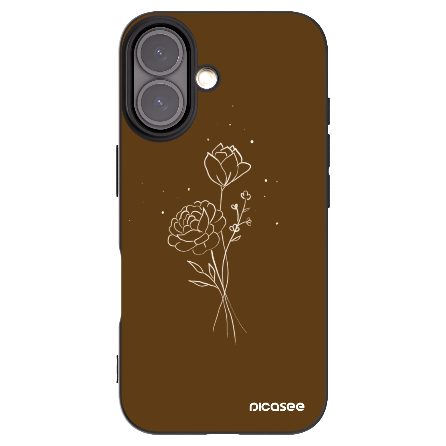 Picasee husă neagră din silicon pentru Apple iPhone 16 - Brown flowers