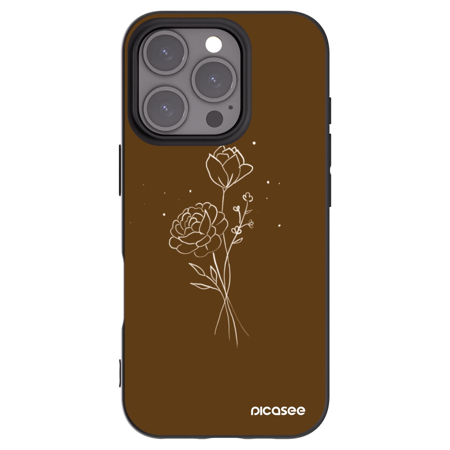 Picasee husă neagră din silicon pentru Apple iPhone 16 Pro - Brown flowers