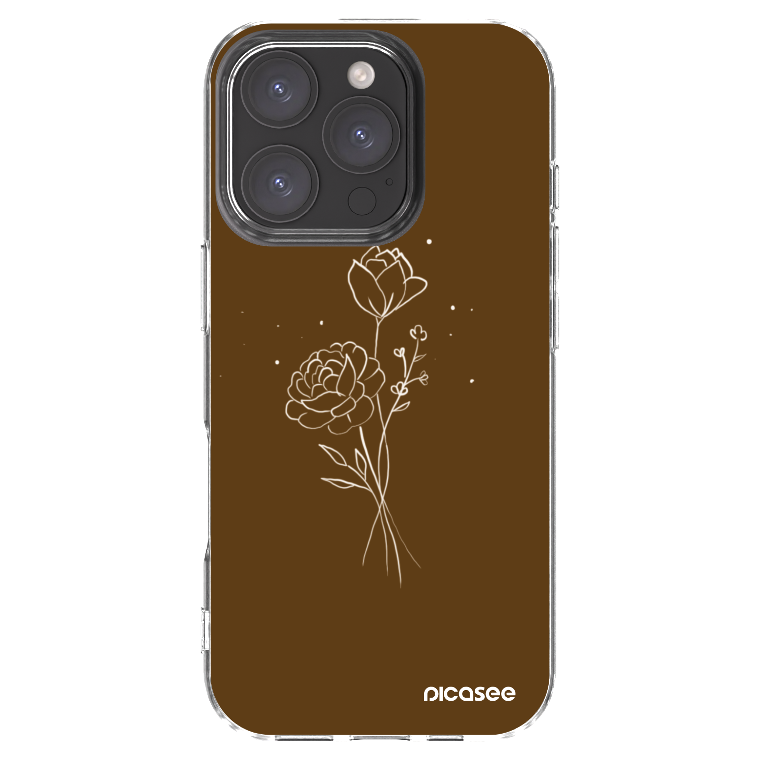 Picasee husă transparentă din silicon pentru Apple iPhone 16 Pro - Brown flowers