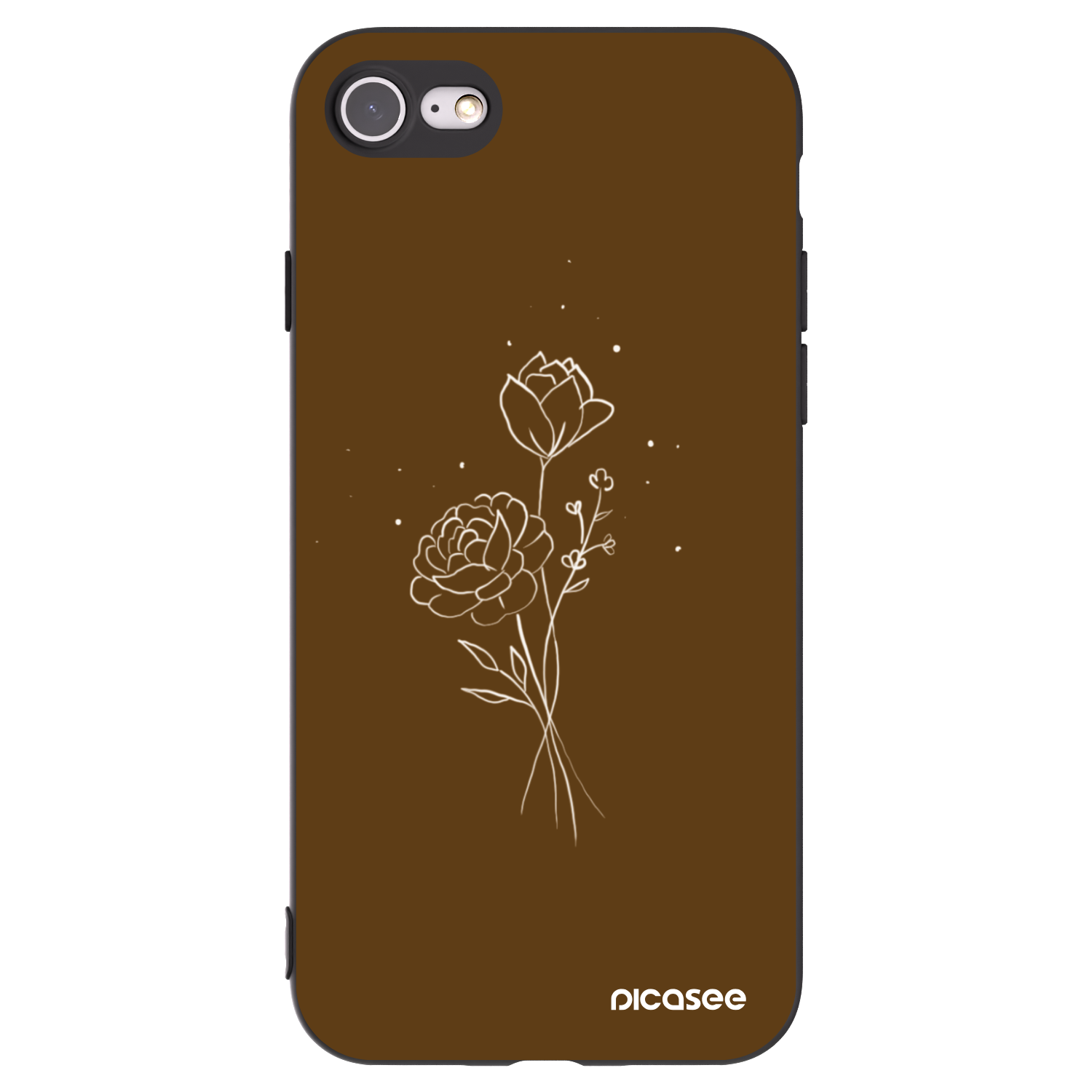 Picasee husă neagră din silicon pentru Apple iPhone 8 - Brown flowers