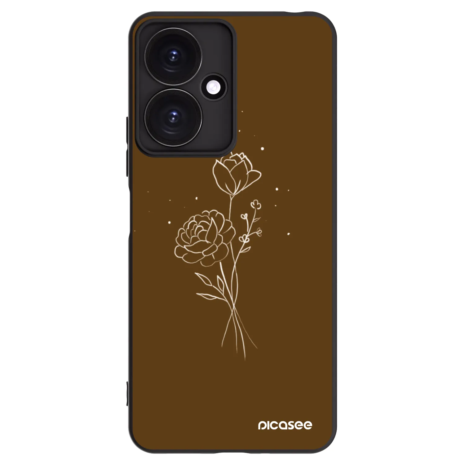 Picasee husă neagră din silicon pentru Xiaomi Redmi 13C 5G - Brown flowers