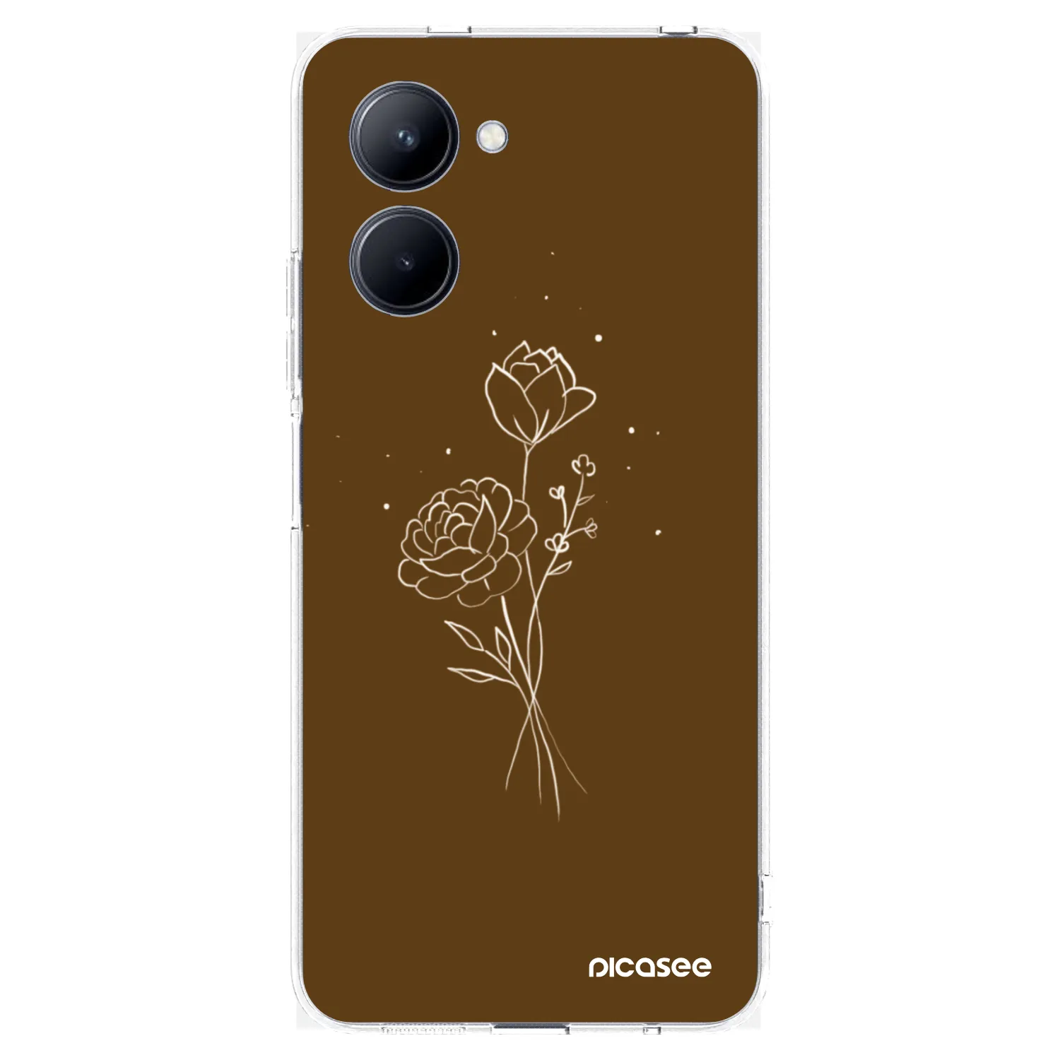 Picasee husă transparentă din silicon pentru Realme C33 (2023) - Brown flowers