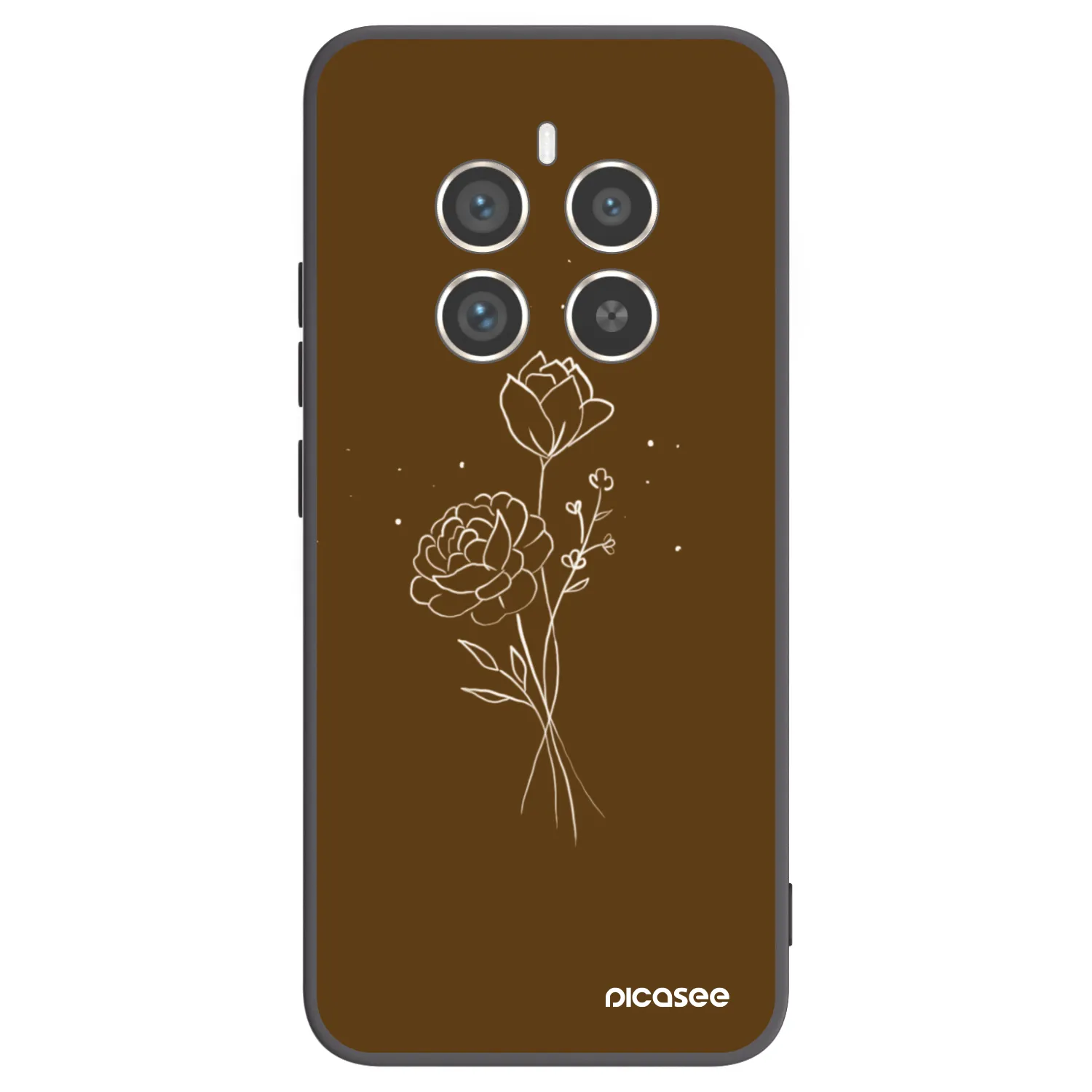 Picasee husă neagră din silicon pentru Realme 12 Pro 5G - Brown flowers