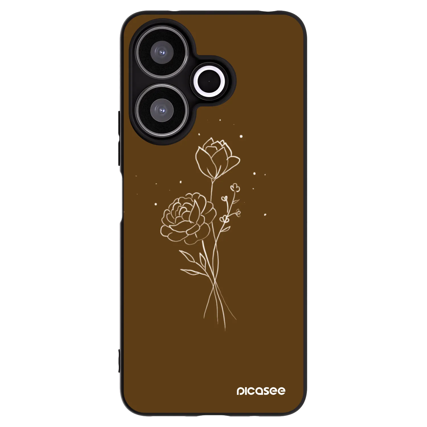 Picasee husă neagră din silicon pentru Xiaomi Redmi 13 4G - Brown flowers