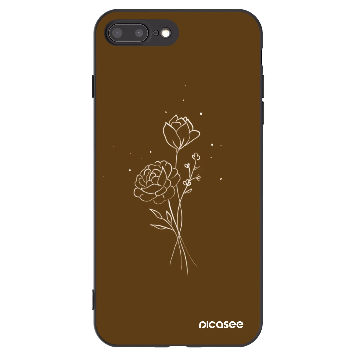 Picasee husă neagră din silicon pentru Apple iPhone 8 Plus - Brown flowers