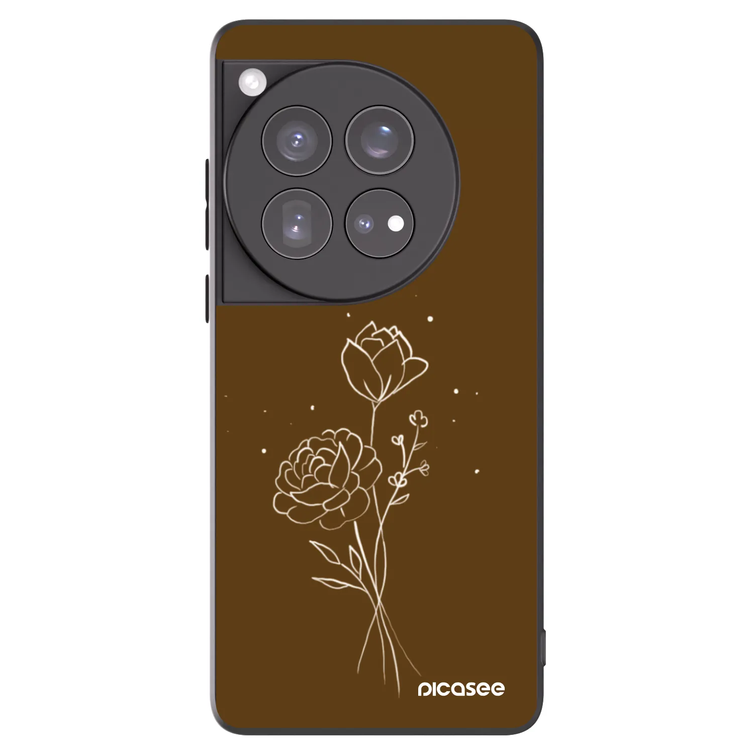 Picasee husă neagră din silicon pentru OnePlus 12 5G - Brown flowers