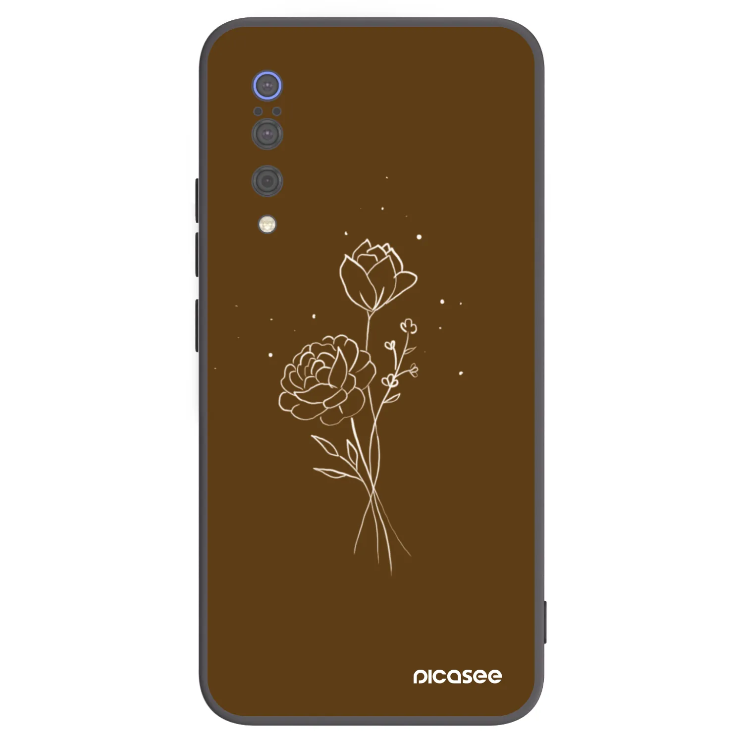 Picasee husă neagră din silicon pentru Xiaomi Mi 9 - Brown flowers